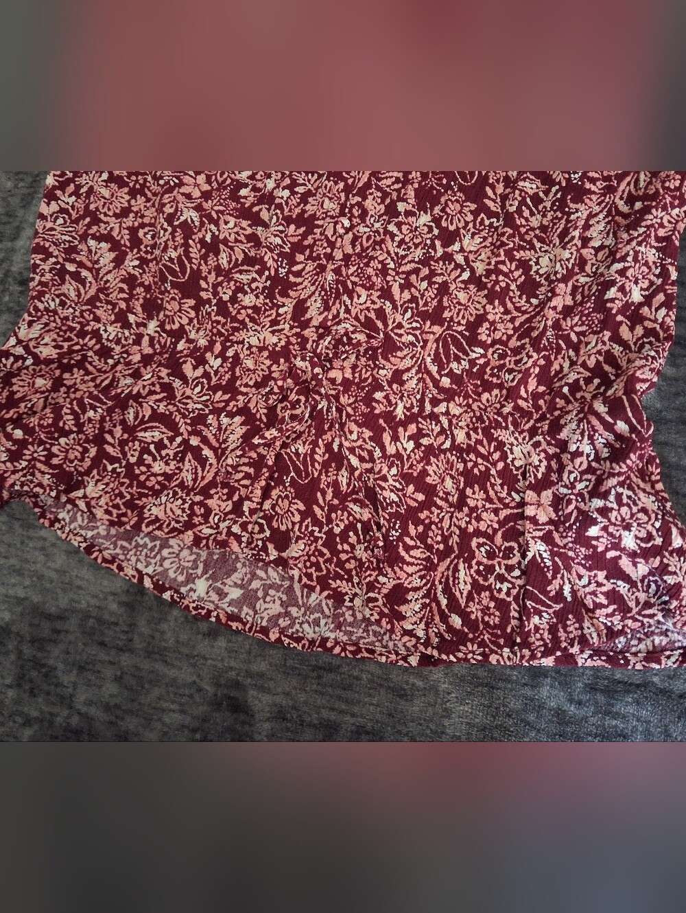 Angels Maroon Floral Sleeveless Top Womens XL Button Accents - Picture 2 of 11